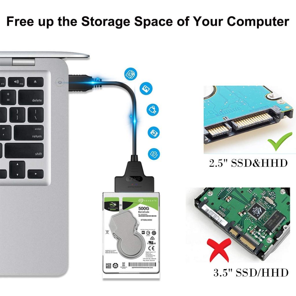 SATA to USB 3.0 Adapter Cable for 2.5 inch HDD/SSD, Hard Drive Adapter ...