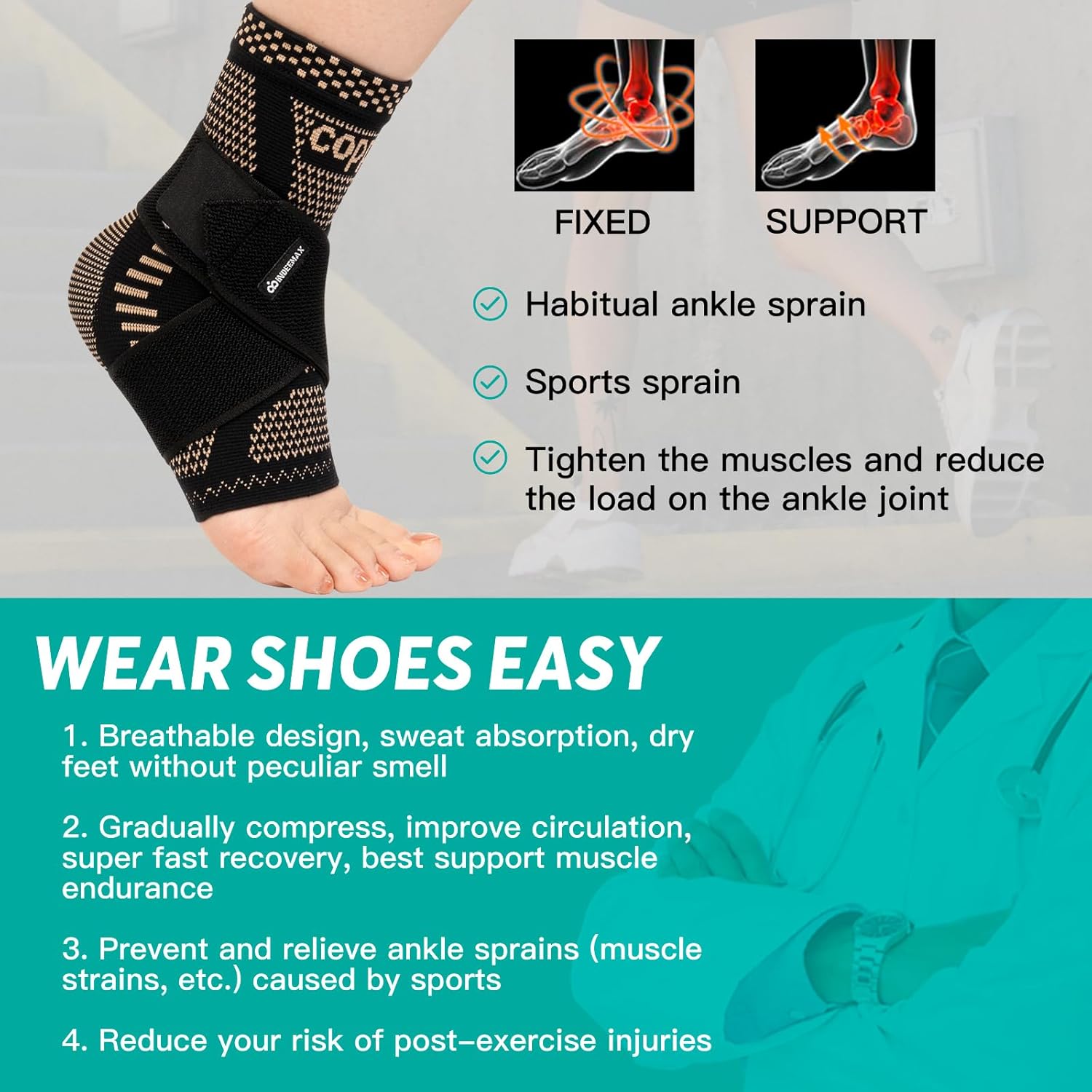 Ankle Brace Plantar Fasciitis Relief Sleeve Compression Support Sprain Protector Achilles jiji Jumia Kilimall Barksdale Nairobi Kenya 7